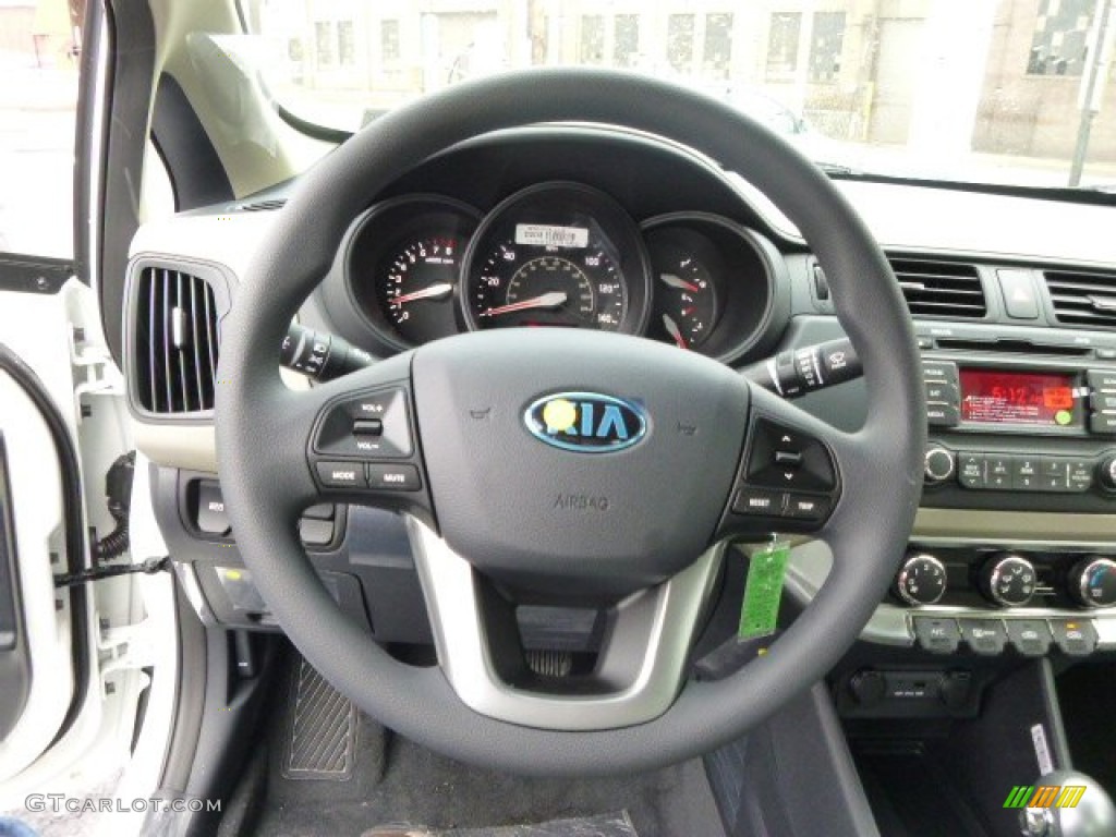 2014 Kia Rio LX Beige Steering Wheel Photo #89281560