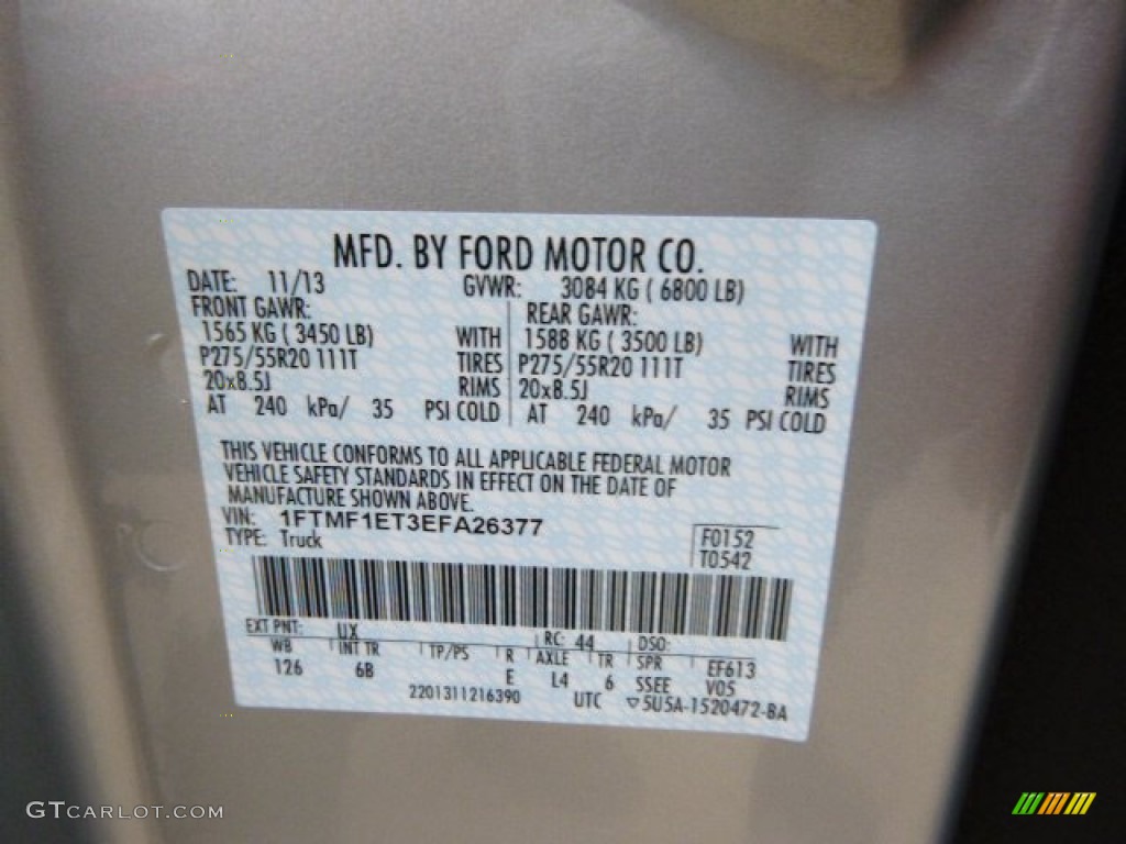 2014 F150 Color Code UX for Ingot Silver Photo #89282442