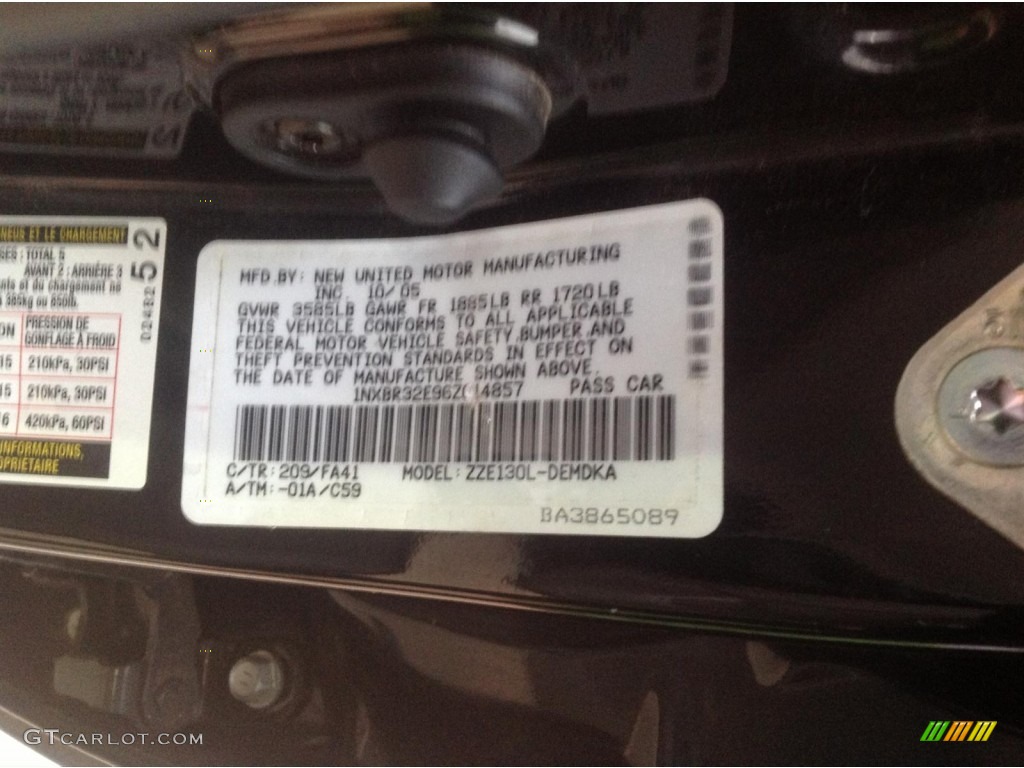 2006 Corolla CE - Black Sand Pearl / Beige photo #6
