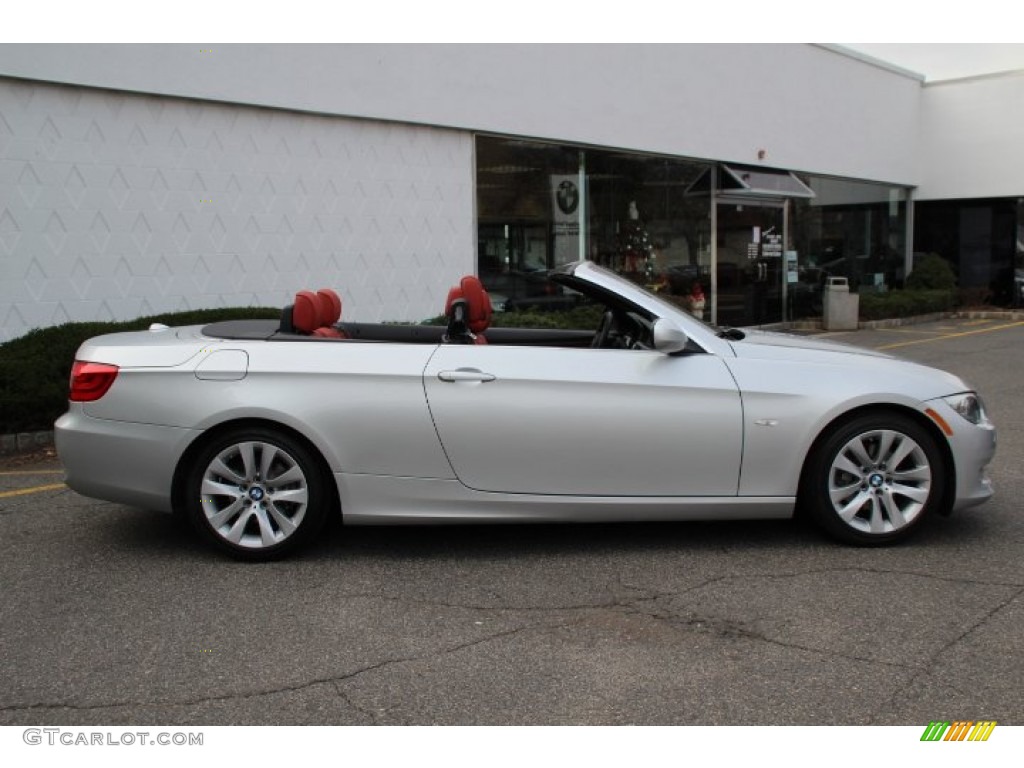 2011 3 Series 328i Convertible - Titanium Silver Metallic / Coral Red/Black Dakota Leather photo #2