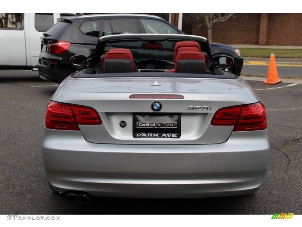 2011 3 Series 328i Convertible - Titanium Silver Metallic / Coral Red/Black Dakota Leather photo #4