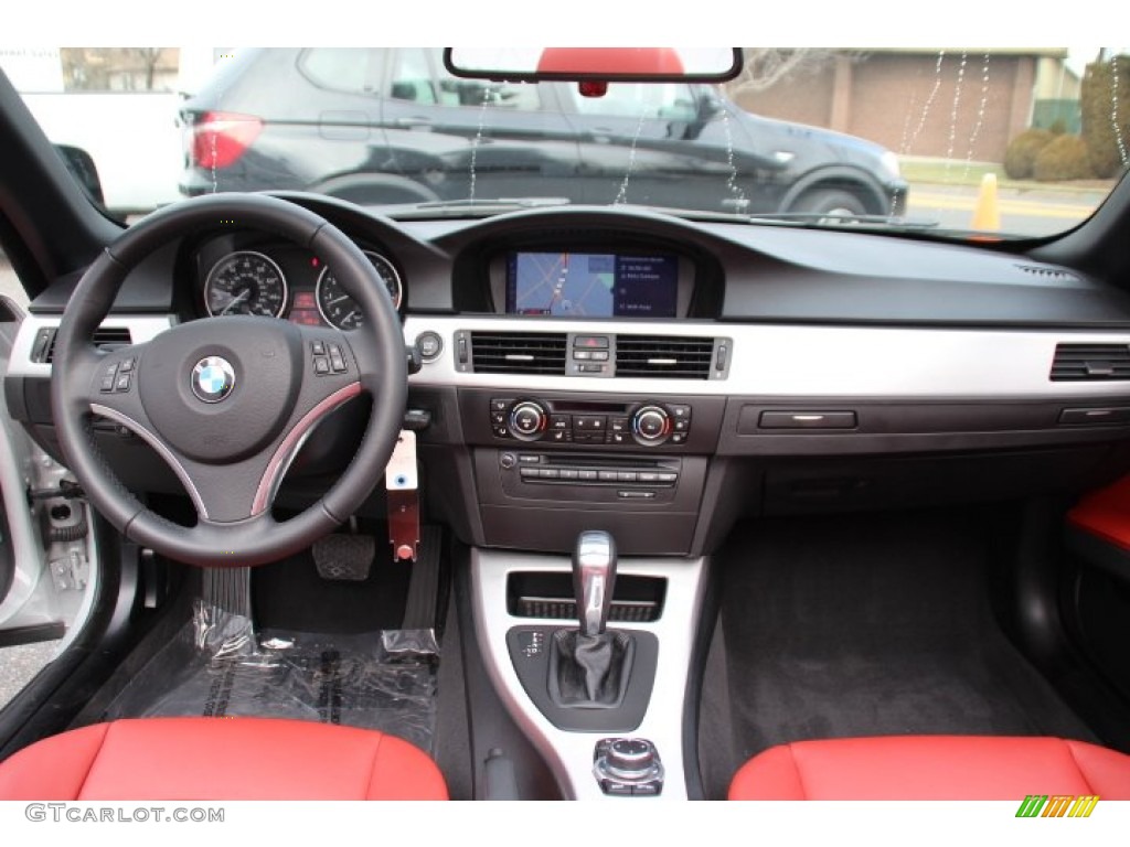 2011 BMW 3 Series 328i Convertible Coral Red/Black Dakota Leather Dashboard Photo #89311466