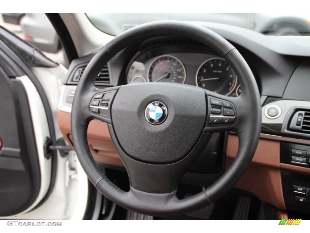 2011 BMW 5 Series 535i xDrive Sedan Cinnamon Brown Steering Wheel Photo #89314559