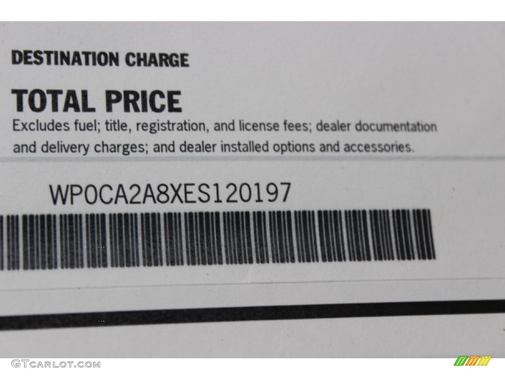 2014 Porsche Boxster Standard Boxster Model Window Sticker Photo #89319024