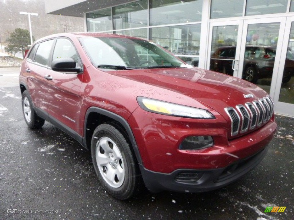 Deep Cherry Red Crystal Pearl 2014 Jeep Cherokee Sport 4x4 Exterior Photo #89324198