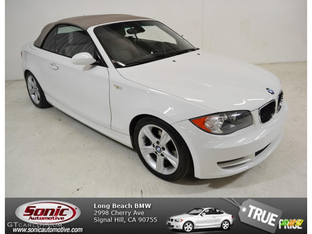 2008 1 Series 128i Convertible - Alpine White / Savanna Beige photo #1