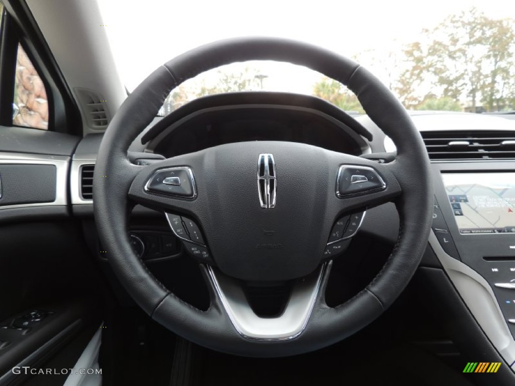 2014 Lincoln MKZ Hybrid Charcoal Black Steering Wheel Photo #89332886