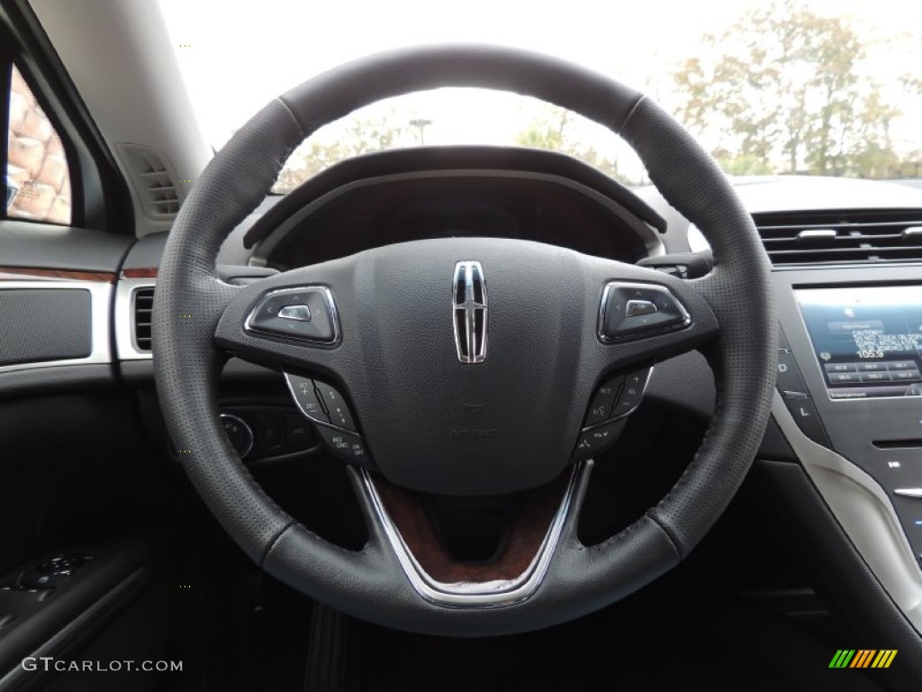 2014 Lincoln MKZ Hybrid Charcoal Black Steering Wheel Photo #89332979