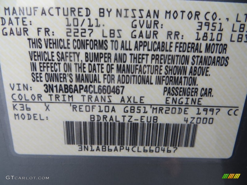 2012 Sentra 2.0 S - Magnetic Gray Metallic / Charcoal photo #42