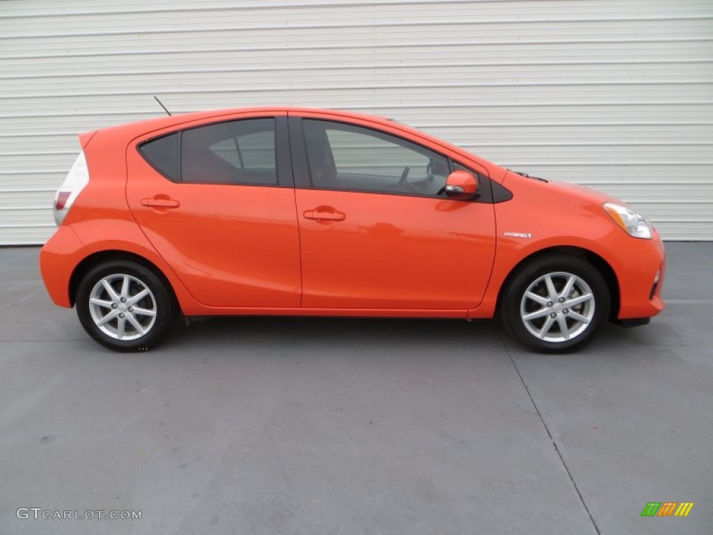 2012 Prius c Hybrid Three - Habanero / Light Blue Gray/Black photo #2