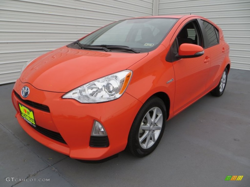 2012 Prius c Hybrid Three - Habanero / Light Blue Gray/Black photo #6