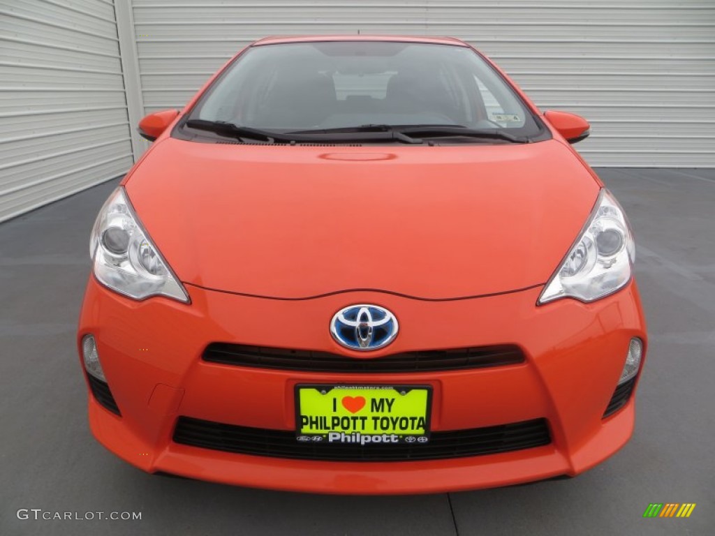 2012 Prius c Hybrid Three - Habanero / Light Blue Gray/Black photo #7