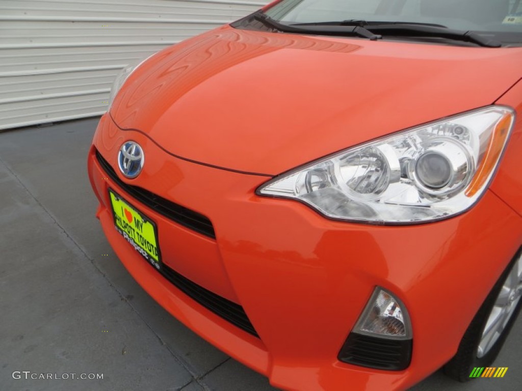 2012 Prius c Hybrid Three - Habanero / Light Blue Gray/Black photo #9