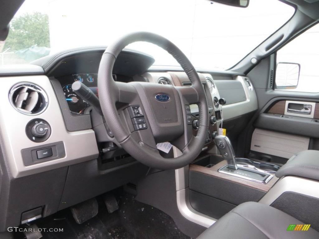 Black Interior 2014 Ford F150 Lariat SuperCrew 4x4 Photo #89334950