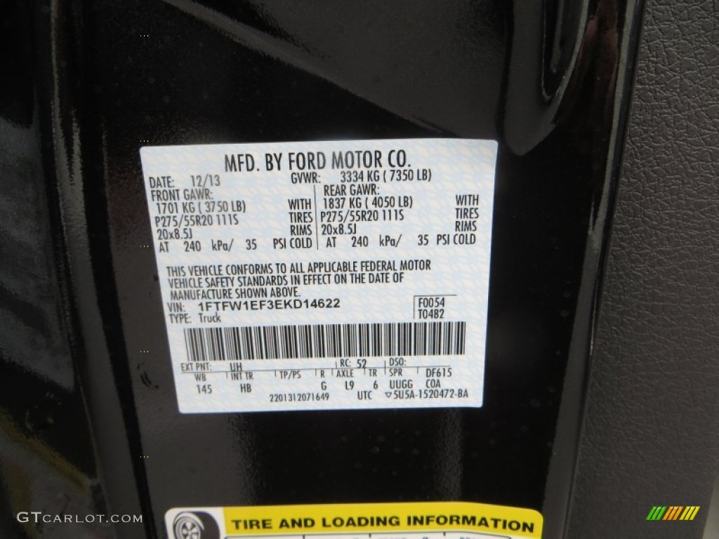 2014 F150 Color Code UH for Tuxedo Black Photo #89334983