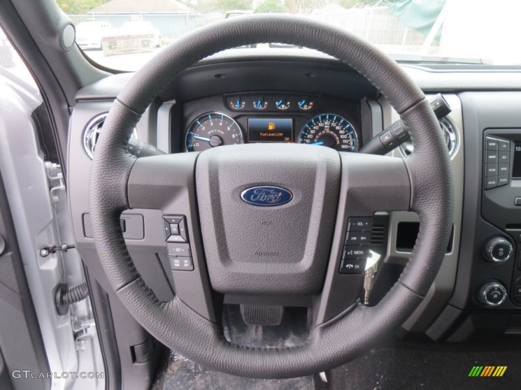 2014 Ford F150 XLT SuperCab 4x4 Steel Grey Steering Wheel Photo #89335319