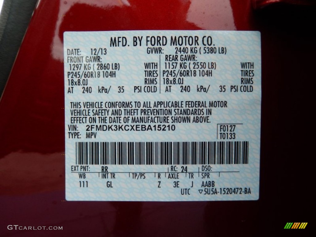 2014 Edge Color Code RR for Ruby Red Photo #89337001