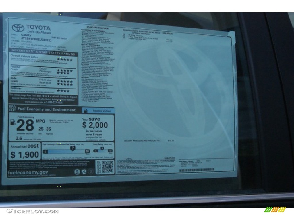 2014 Camry SE - Attitude Black Metallic / Black/Ash photo #10