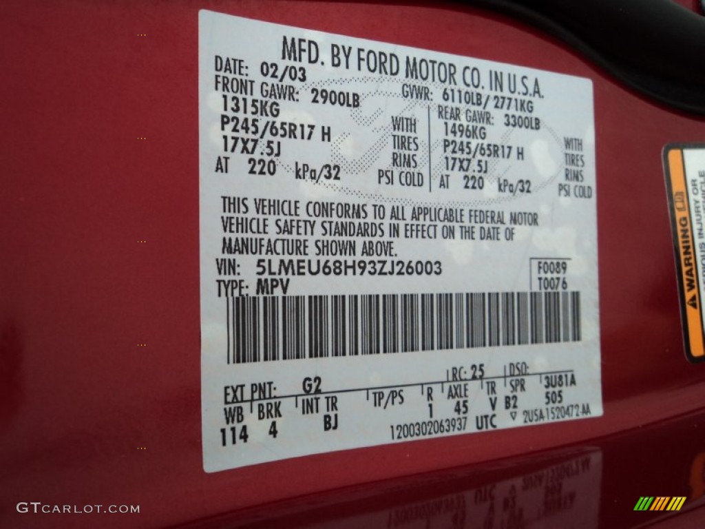 2003 Lincoln Aviator Luxury Color Code Photos