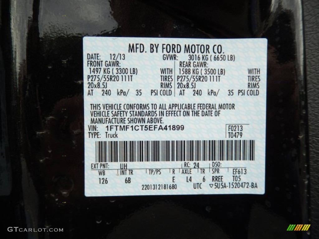 2014 F150 Color Code UH for Tuxedo Black Photo #89345125