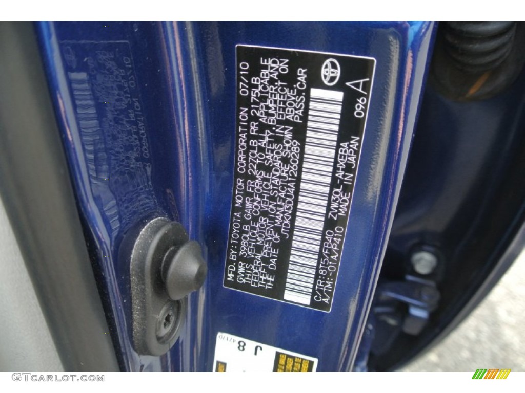 2010 Prius Color Code 8T5 for Blue Ribbon Metallic Photo #89347447