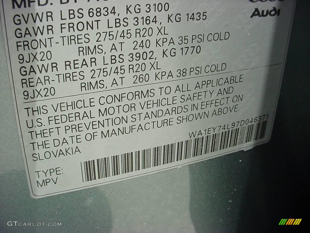 2007 Q7 3.6 Premium quattro - Sycamore Green Metallic / Black photo #20