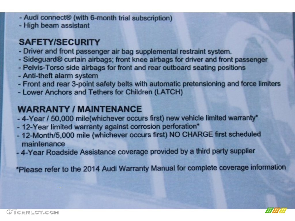 2014 Audi S8 quattro S Window Sticker Photo #89366380