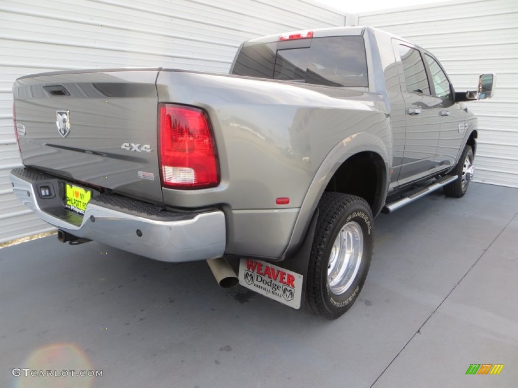 2012 Ram 3500 HD Laramie Longhorn Mega Cab 4x4 Dually - Mineral Gray Pearl / Light Pebble Beige/Bark Brown photo #4