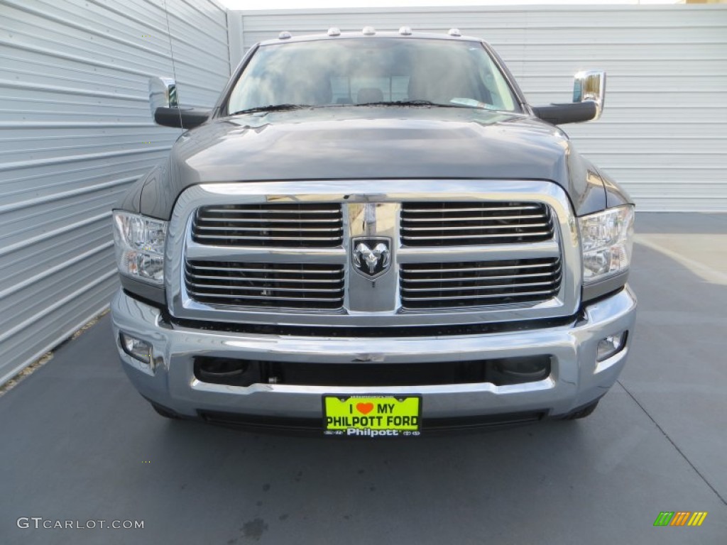 2012 Ram 3500 HD Laramie Longhorn Mega Cab 4x4 Dually - Mineral Gray Pearl / Light Pebble Beige/Bark Brown photo #8