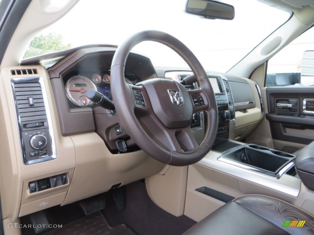 2012 Ram 3500 HD Laramie Longhorn Mega Cab 4x4 Dually - Mineral Gray Pearl / Light Pebble Beige/Bark Brown photo #34