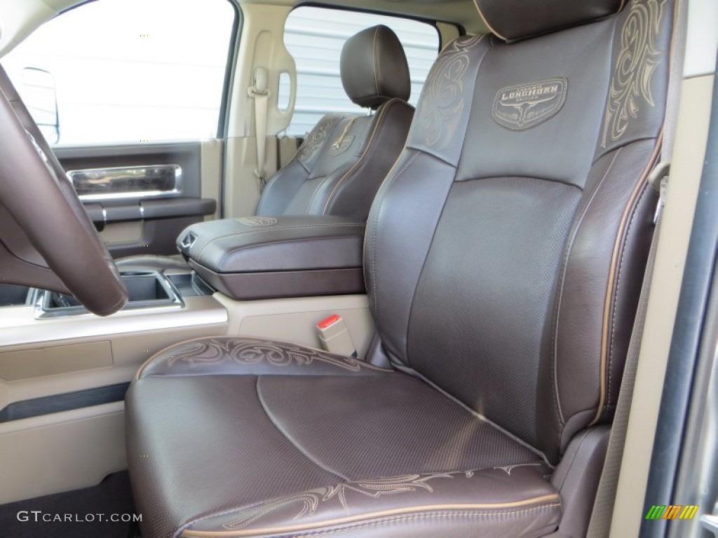 2012 Ram 3500 HD Laramie Longhorn Mega Cab 4x4 Dually - Mineral Gray Pearl / Light Pebble Beige/Bark Brown photo #35
