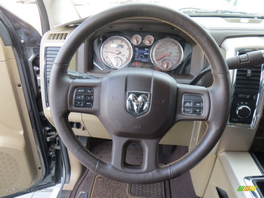 2012 Ram 3500 HD Laramie Longhorn Mega Cab 4x4 Dually - Mineral Gray Pearl / Light Pebble Beige/Bark Brown photo #42