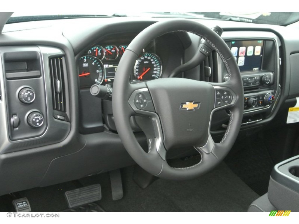 2014 Chevrolet Silverado 1500 LT Double Cab 4x4 Jet Black Steering Wheel Photo #89375290