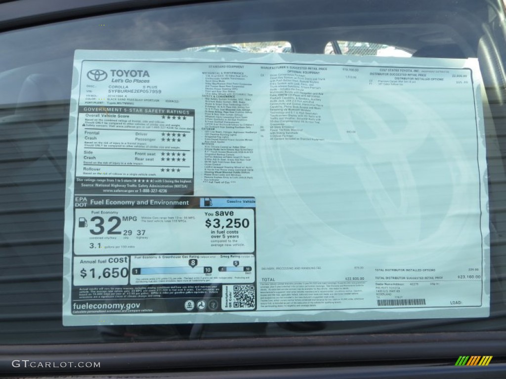 2014 Toyota Corolla S Window Sticker Photo #89380840