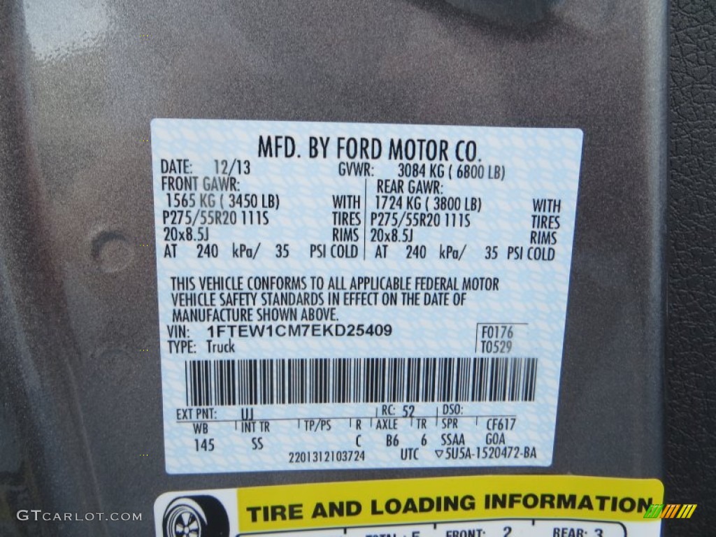 2014 F150 Color Code UJ for Sterling Grey Photo #89381164