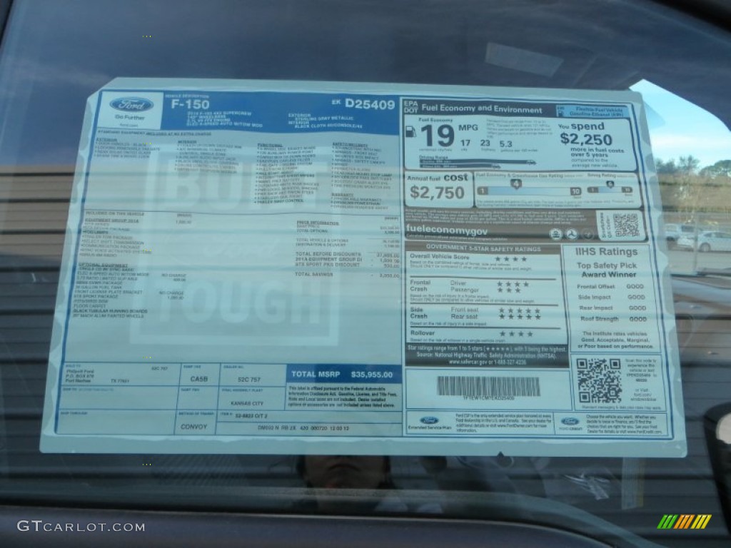 2014 Ford F150 STX SuperCrew Window Sticker Photo #89381167