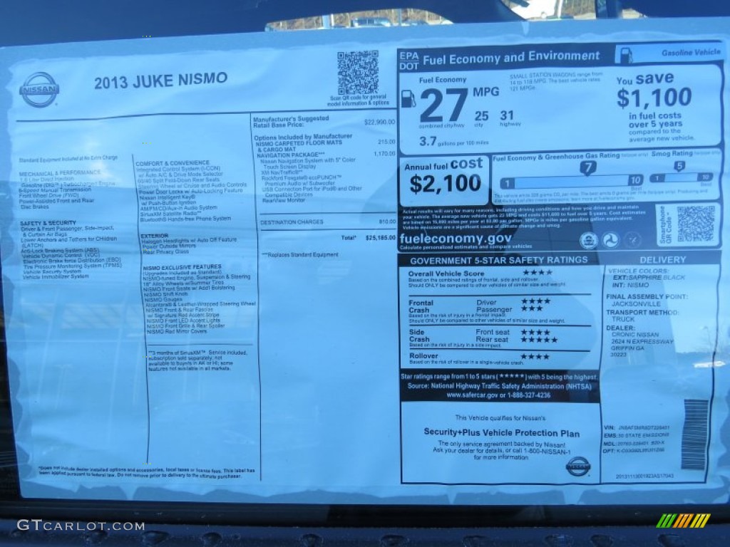 2013 Nissan Juke NISMO Window Sticker Photos