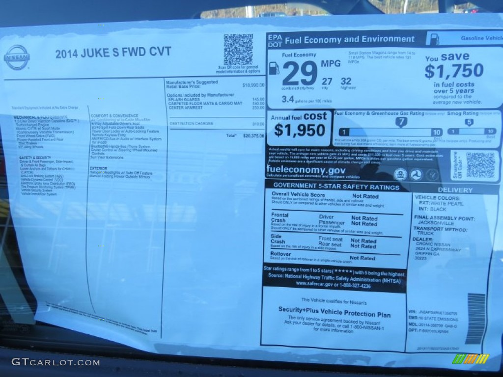 2014 Nissan Juke NISMO AWD Window Sticker Photos