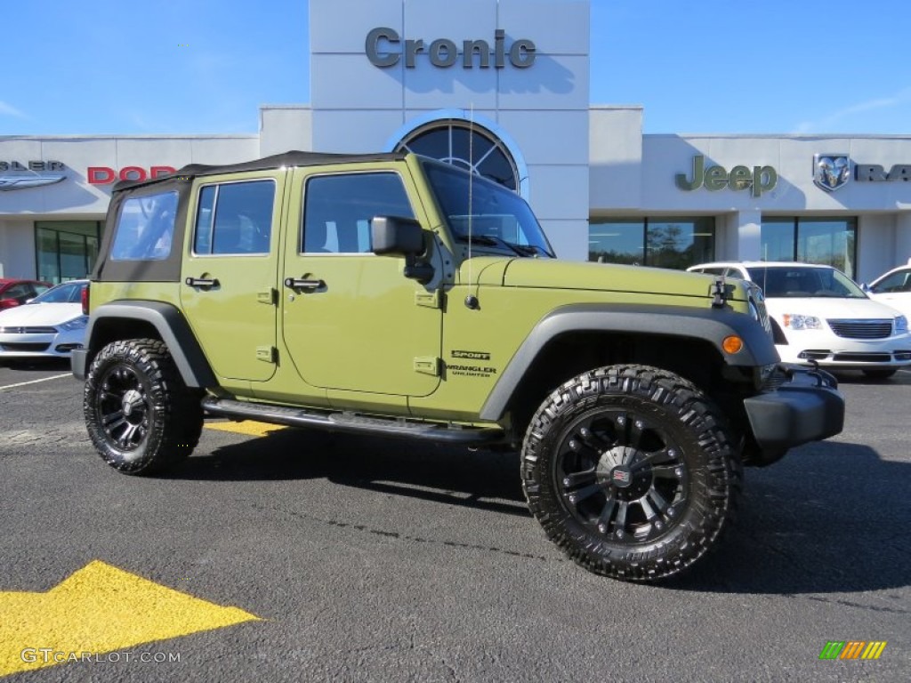 2013 Wrangler Unlimited Sport S 4x4 - Commando Green / Black photo #1