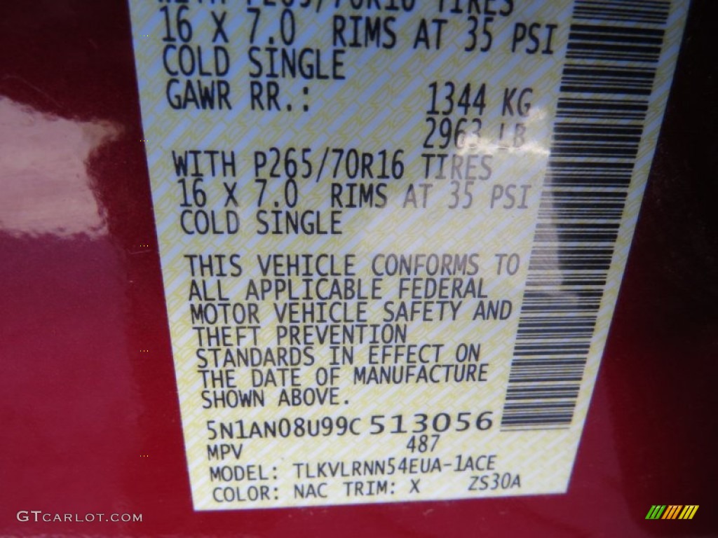 2009 Xterra Color Code NAC for Red Brick Photo #89389056