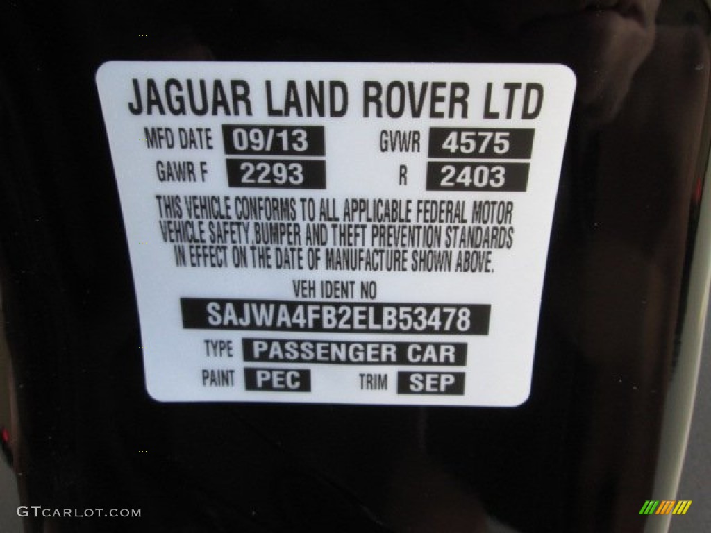 2014 Jaguar XK Coupe Color Code Photos