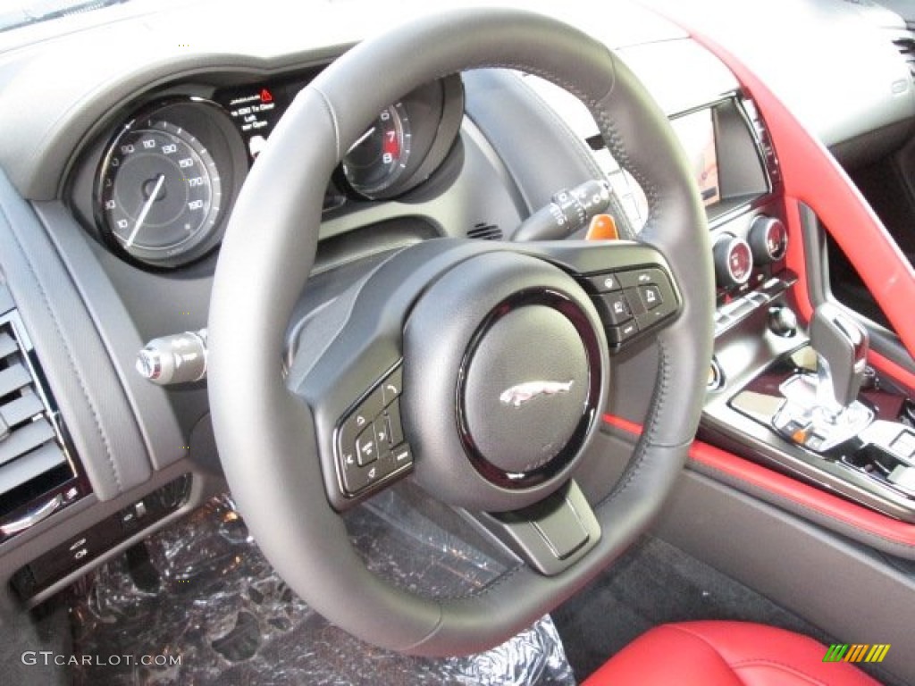 2014 Jaguar F-TYPE S Red Steering Wheel Photo #89391885