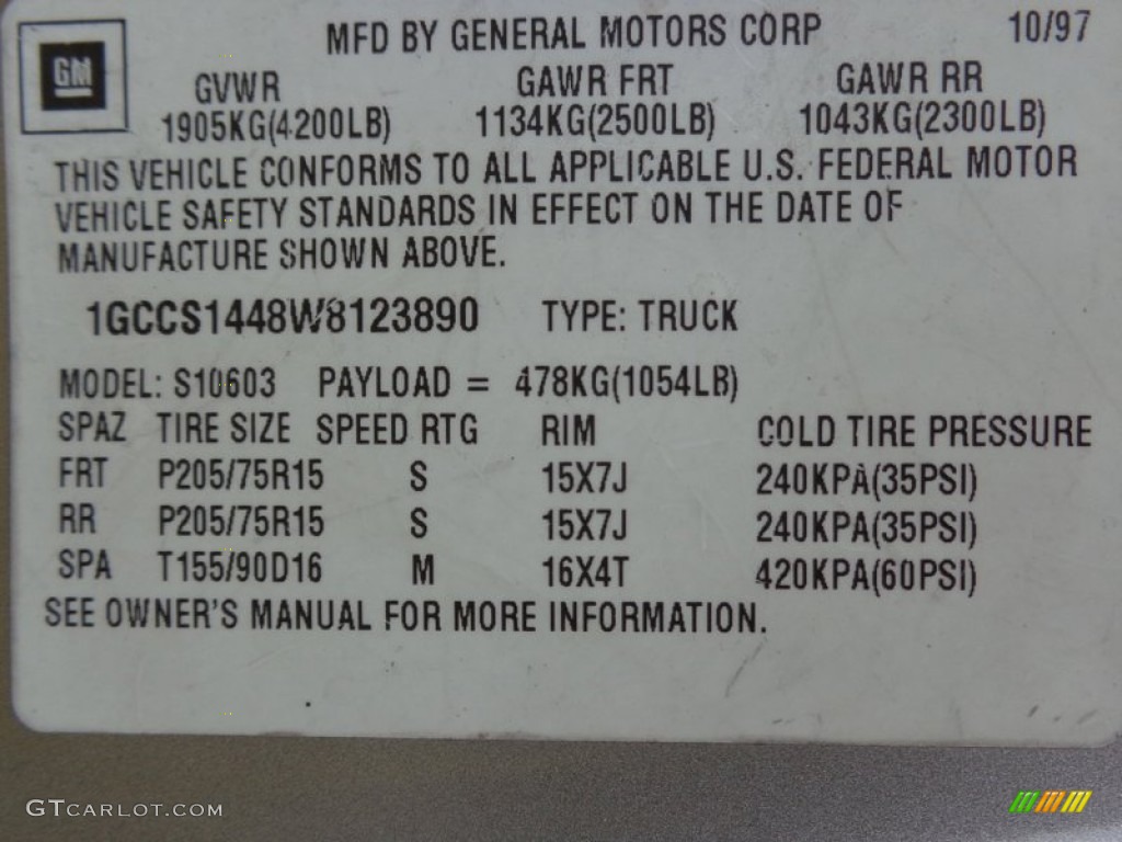 1998 S10 LS Regular Cab - Pewter Metallic / Beige photo #56
