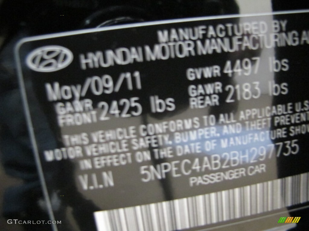 2011 Sonata Limited 2.0T - Midnight Black / Gray photo #30