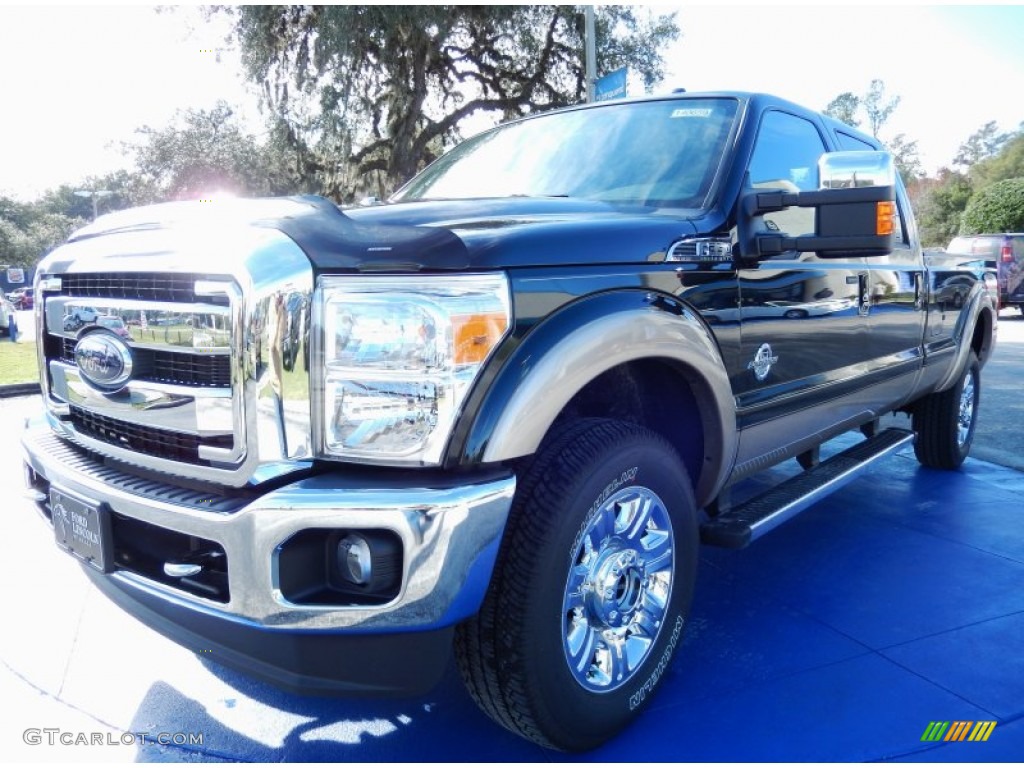 2014 F350 Super Duty Lariat Crew Cab 4x4 - Green Gem Metallic / Black photo #1