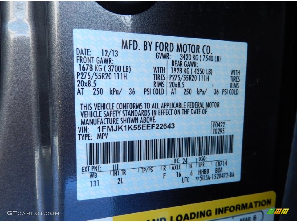 2014 Expedition Color Code UJ for Sterling Gray Photo #89422836