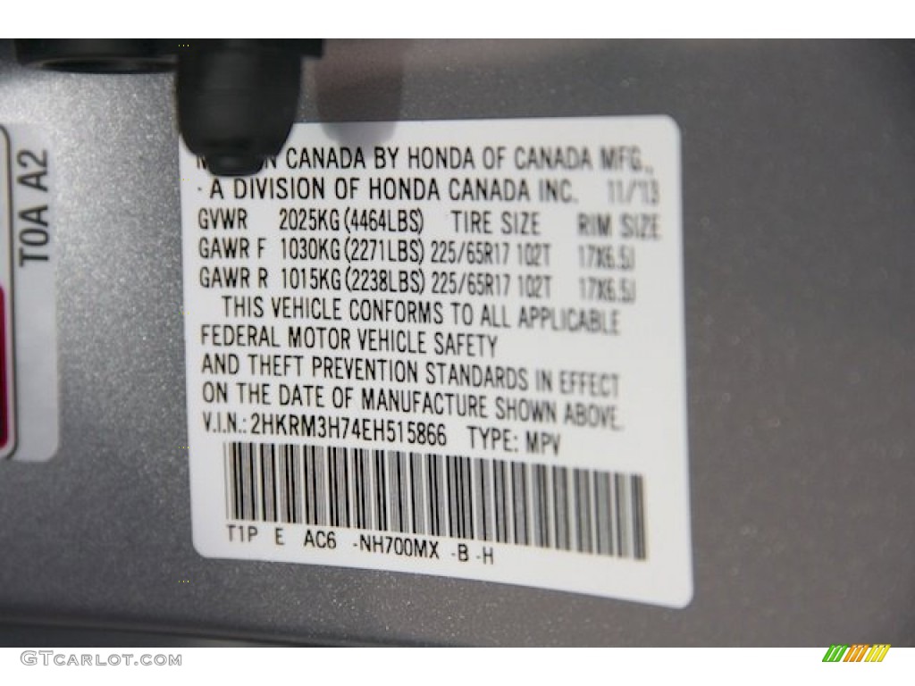 2014 CR-V EX-L - Alabaster Silver Metallic / Gray photo #20