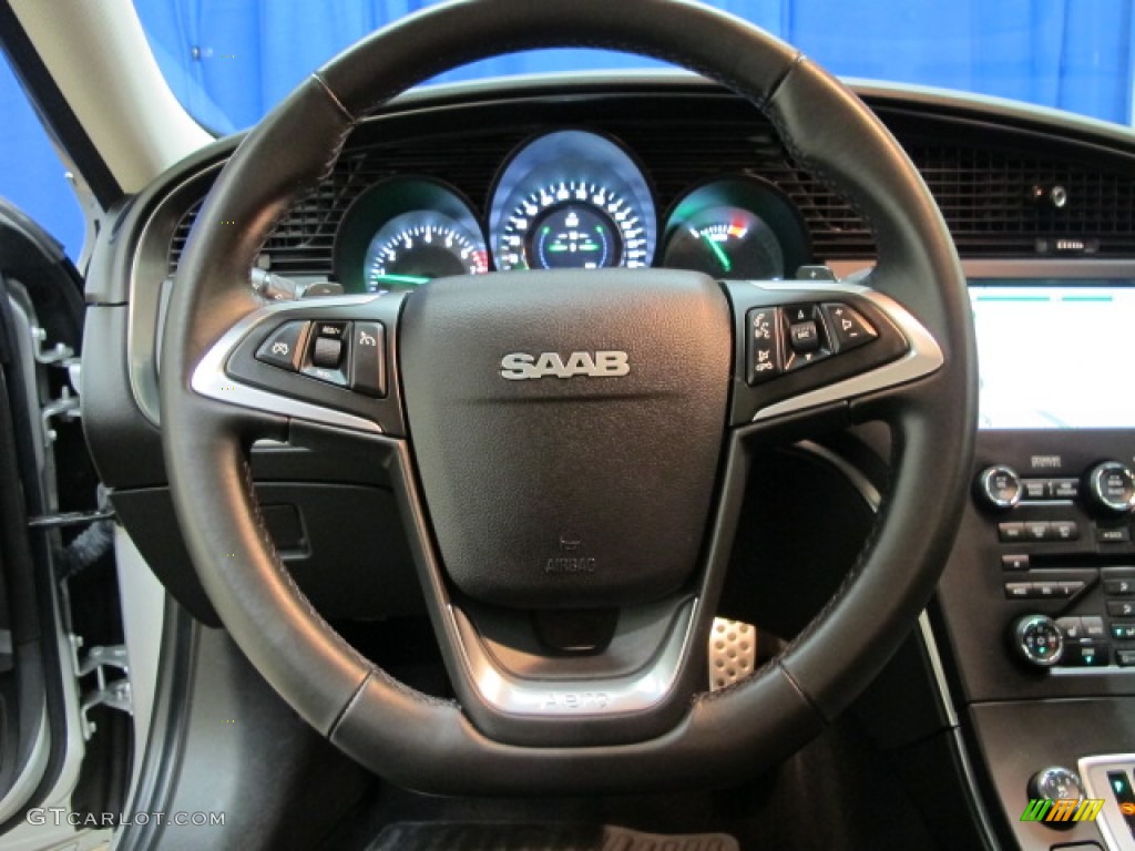 2011 Saab 9-5 Aero XWD Sedan Jet Black Steering Wheel Photo #89429294