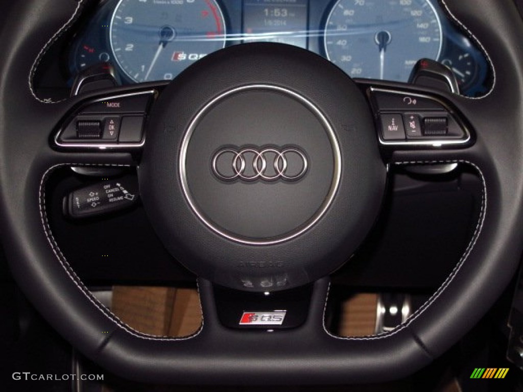 2014 Audi SQ5 Premium plus 3.0 TFSI quattro Black Steering Wheel Photo #89434391