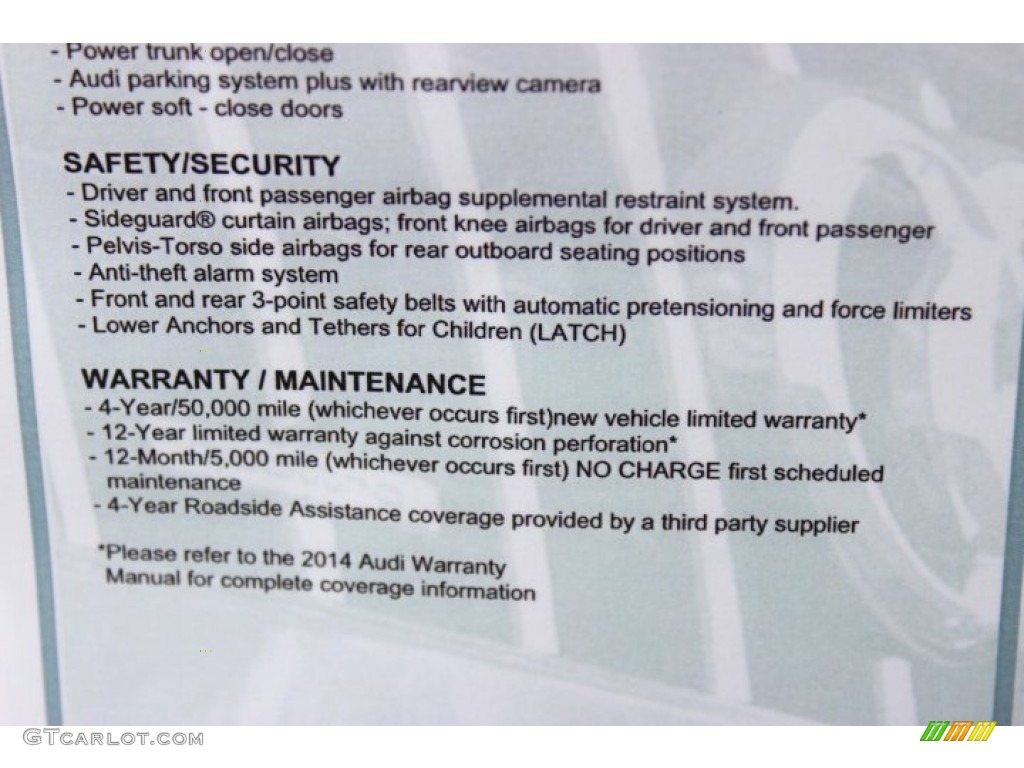 2014 Audi A8 3.0T quattro Window Sticker Photos